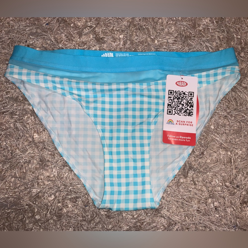 Parade Blue Gingham Bikini Bottom size Medium NWT